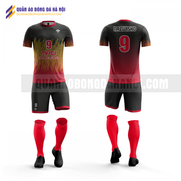 Quần áo bóng đá đỏ đen thiết kế trường đại học đại nam QABD45