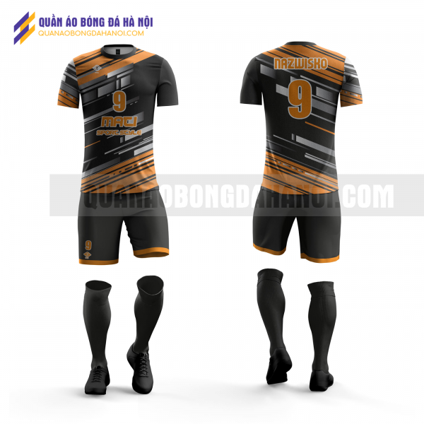 Quần áo bóng đá màu cam đen thiết kế trường học viện ngoại giao QABD41