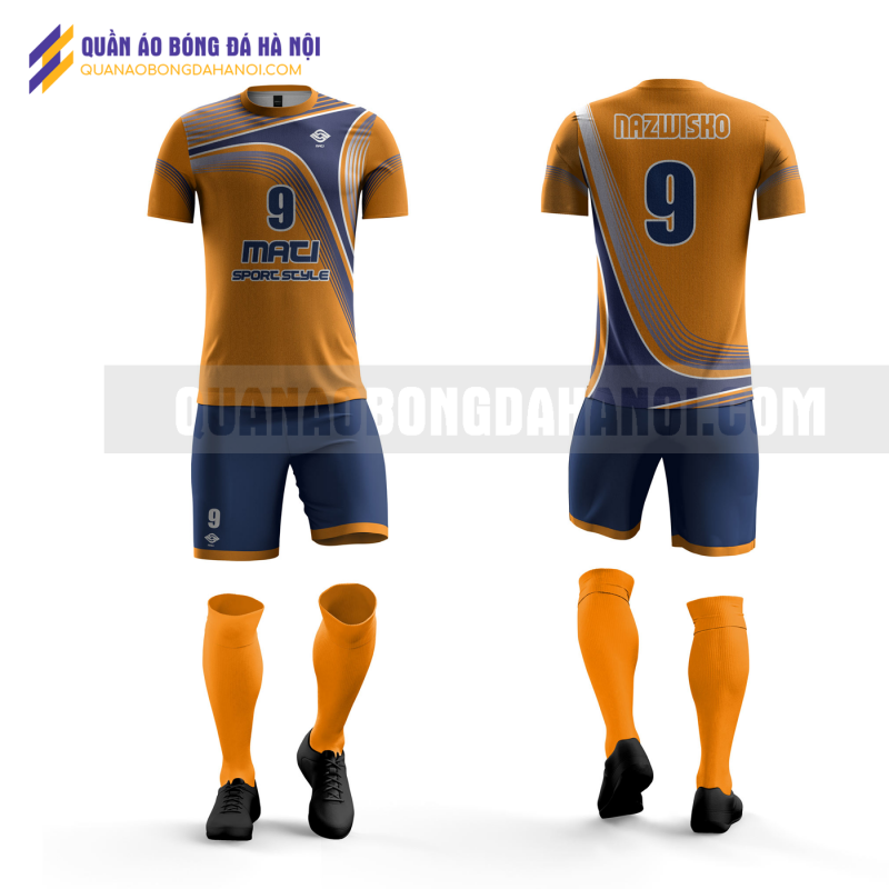 Quần áo bóng đá màu cam thiết kế trường đại học nội vụ QABD40