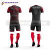 Quần áo bóng đá màu đen đỏ thiết kế đại học fpt QABD36
