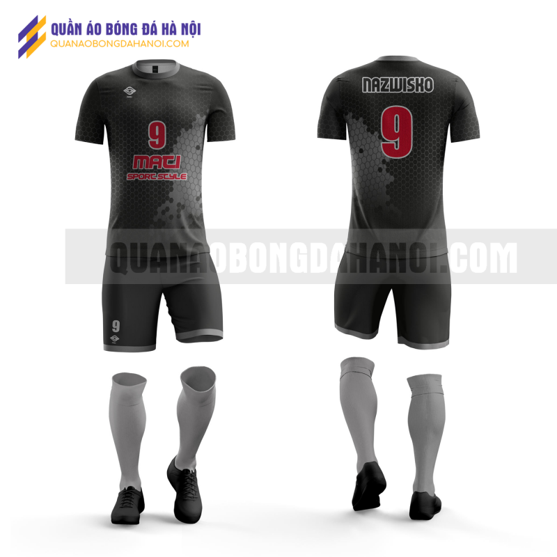 Quần áo bóng đá màu đen thiết kế đại học ngoại thương QABD35