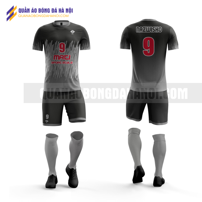 Quần áo bóng đá màu đen thiết kế trường đại học bách khoa QABD46