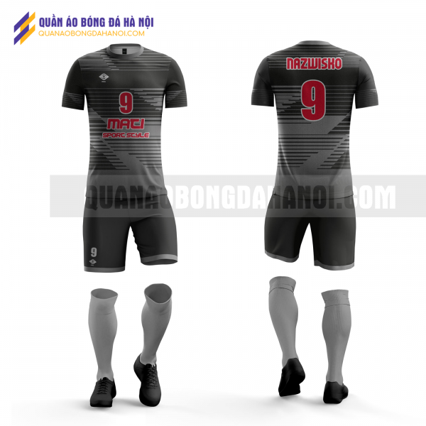 Quần áo bóng đá màu đen thiết kế trường đại học thủy lợi QABD48