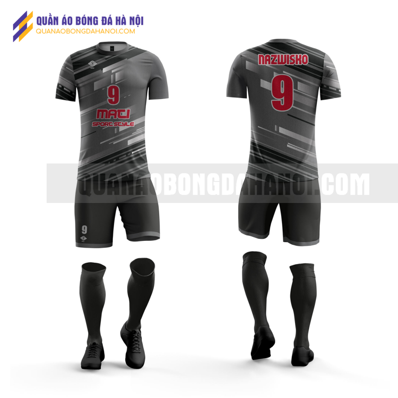 Quần áo bóng đá màu đen thiết kế trường học viện ngoại giao QABD41