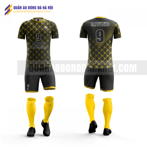 Quần áo bóng đá màu đen vàng thiết kế trường đại học quốc gia QABD32