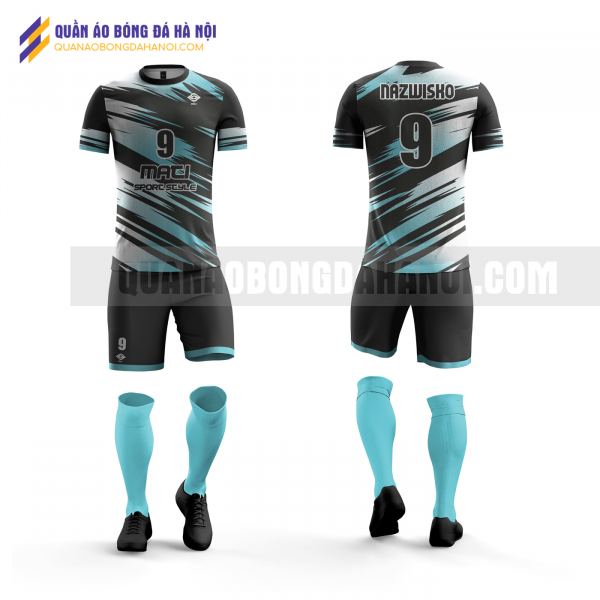 Quần áo bóng đá màu đen xanh thiết kế trường đại học điện lục QABD47