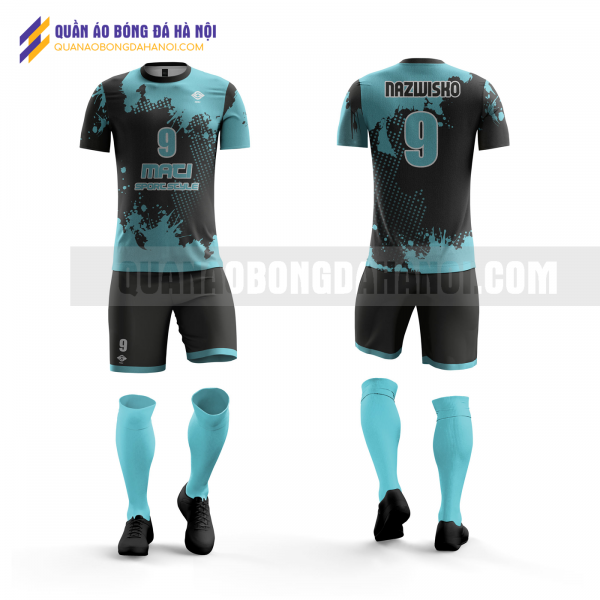 Quần áo bóng đá màu đen xanh thiết kế trường đại học thành đô QABD44