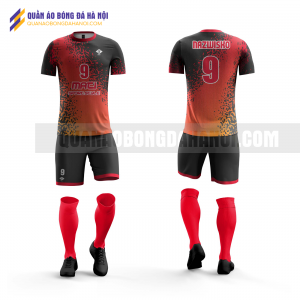 Quần áo bóng đá màu đỏ đen thiết kế học viện báo chí và tuyên truyền QABD33