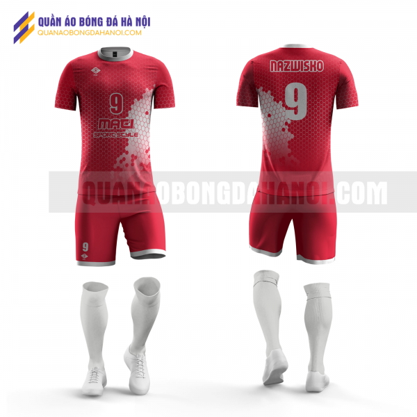 Quần áo bóng đá màu đỏ thiết kế đại học ngoại thương QABD35