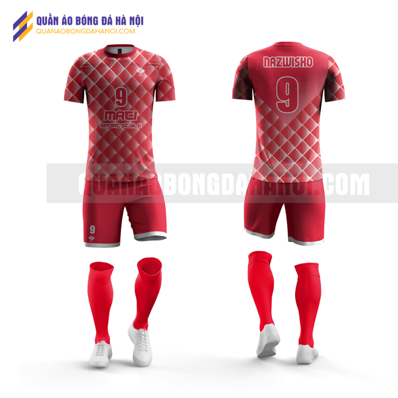 Quần áo bóng đá màu đỏ thiết kế trường đại học quốc gia QABD32