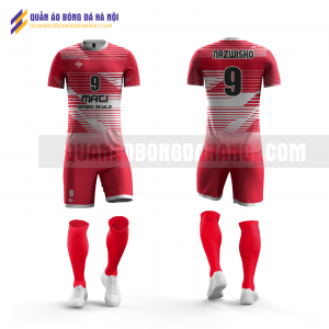 Quần áo bóng đá màu đỏ thiết kế trường đại học thủy lợi QABD48