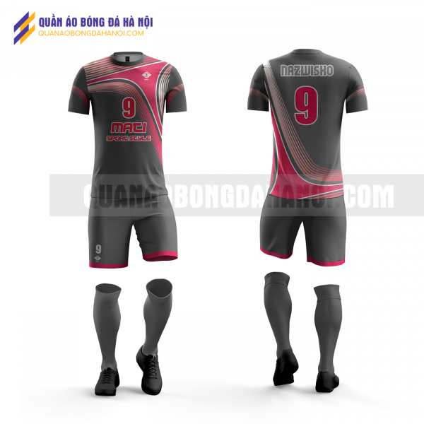 Quần áo bóng đá màu hồng đen thiết kế trường đại học nội vụ QABD40