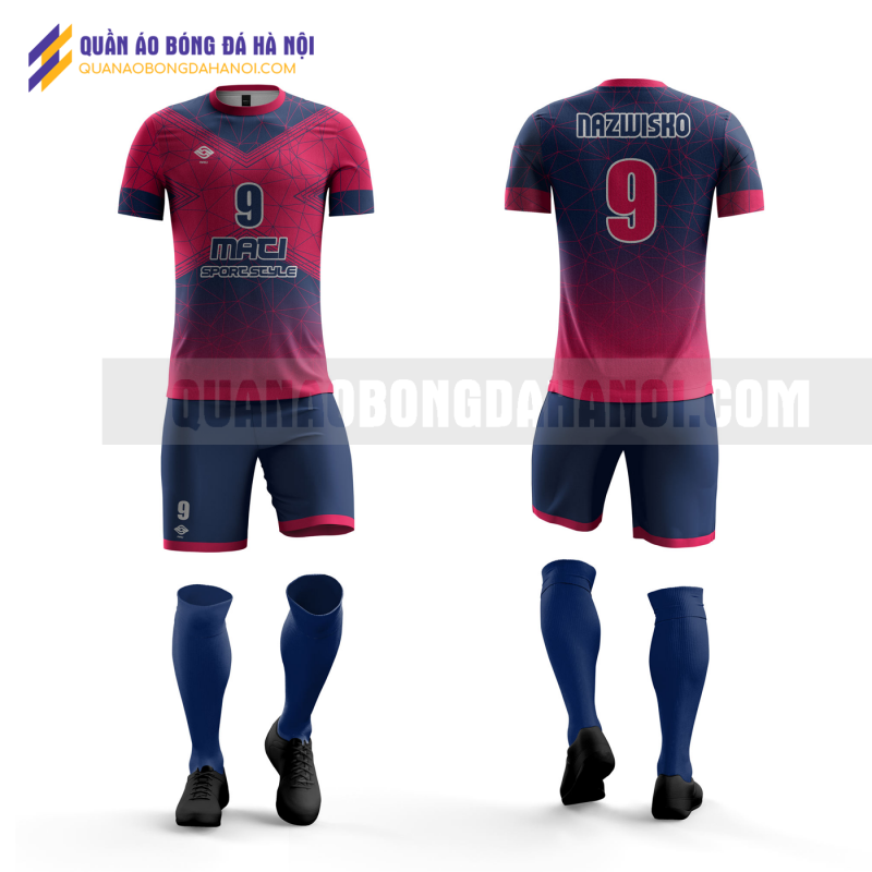 Quần áo bóng đá màu tím thiết kế đại học thương mại QABD34
