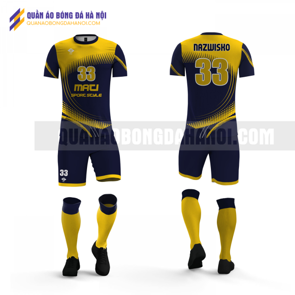 Quần áo bóng đá màu vàng đen thiết kế trường đại học đông đô QABD43