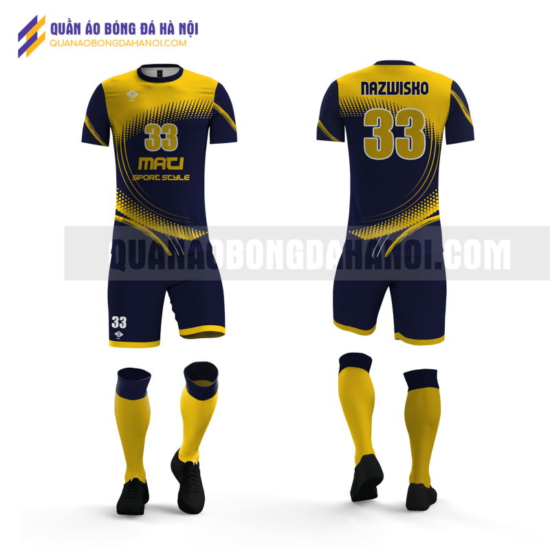 Quần áo bóng đá màu vàng đen thiết kế trường đại học đông đô QABD43
