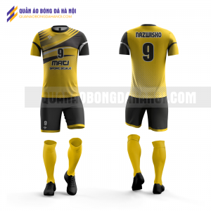 Quần áo bóng đá màu vàng đen thiết kế trường đại học hà nội QABD42