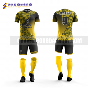 Quần áo bóng đá màu vàng đen thiết kế trường học viện ngân hàng QABD38