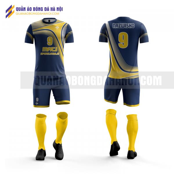 Quần áo bóng đá màu vàng thiết kế trường đại học nội vụ QABD40