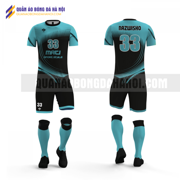 Quần áo bóng đá màu xanh đen thiết kế trường đại học đông đô QABD43