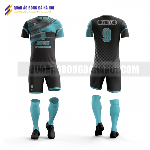 Quần áo bóng đá màu xanh đen thiết kế trường đại học hà nội QABD42