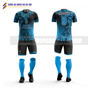 Quần áo bóng đá màu xanh dương thiết kế trường học viện ngân hàng QABD38