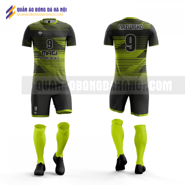 Quần áo bóng đá màu xanh lá đen thiết kế trường đại học thủy lợi QABD48