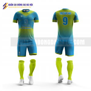 Quần áo bóng đá màu xanh thiết kế đại học thương mại QABD34