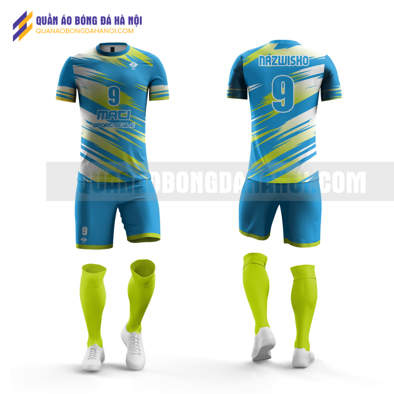Quần áo bóng đá màu xanh thiết kế trường đại học điện lục QABD47