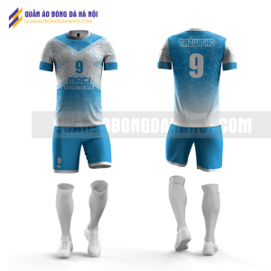 Quần áo bóng đá màu xanh trắng thiết kế đại học thương mại QABD34