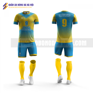 Quần áo bóng đá màu xanh vàng thiết kế đại học thương mại QABD34