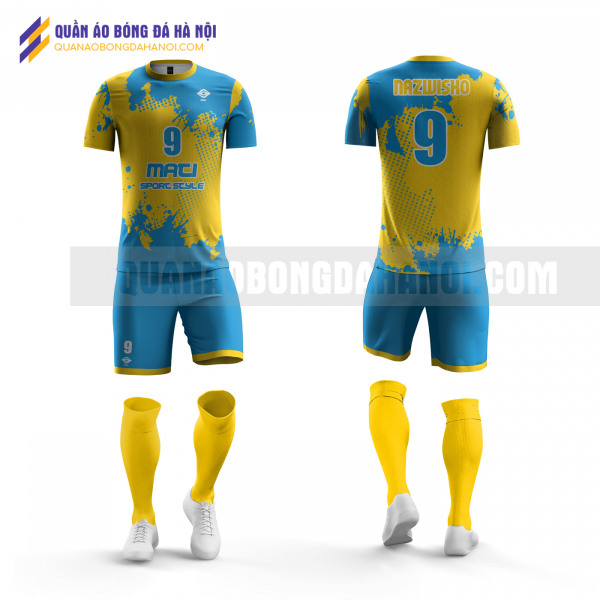 Quần áo bóng đá màu xanh vàng thiết kế trường đại học thành đô QABD44
