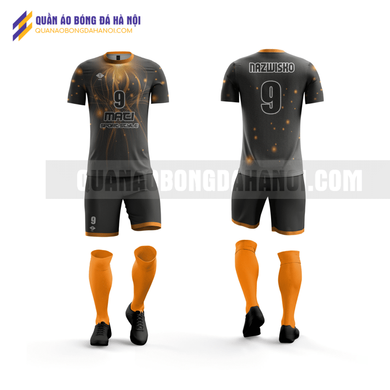 Quần áo bóng đá thiết kế màu cam đen tại huyện phú xuyên QABD23