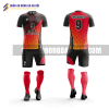 Quần áo bóng đá thiết kế màu đỏ đen đẹp tại quận hoàng mai QABD9