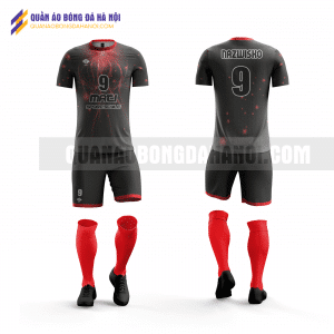 Quần áo bóng đá thiết kế màu đỏ đen tại huyện phú xuyên QABD23