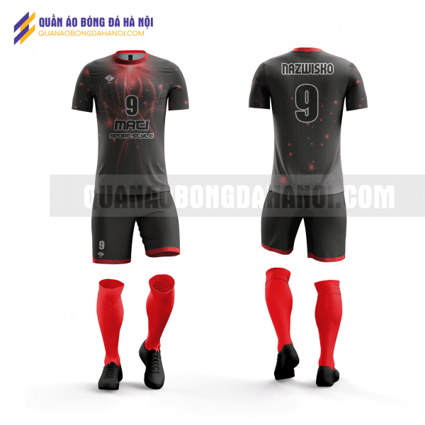 Quần áo bóng đá thiết kế màu đỏ đen tại huyện phú xuyên QABD23