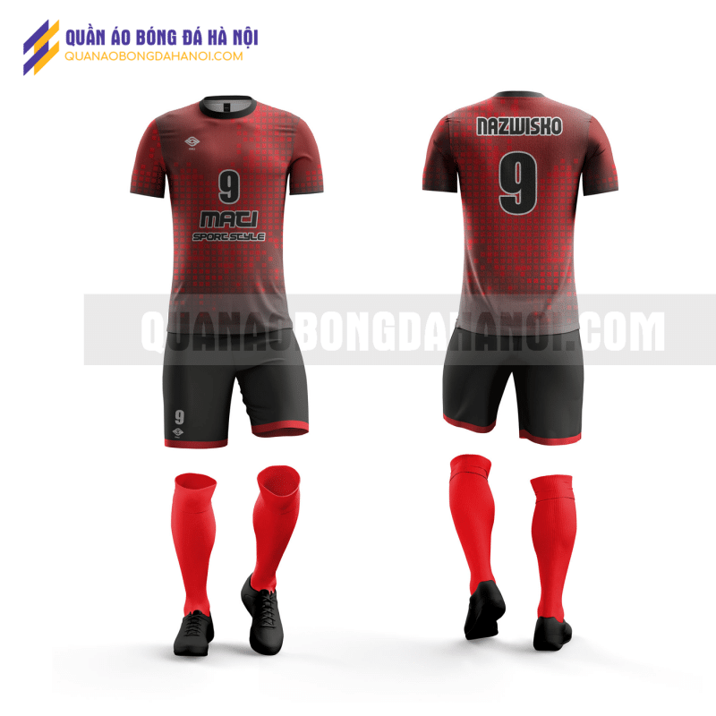 Quần áo bóng đá thiết kế màu đỏ đen tại huyện quốc oai QABD25