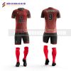 Quần áo bóng đá thiết kế màu đỏ đen tại huyện sóc sơn QABD26