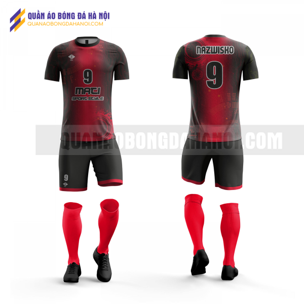 Quần áo bóng đá thiết kế màu đỏ đen tại huyện ứng hòa QABD31