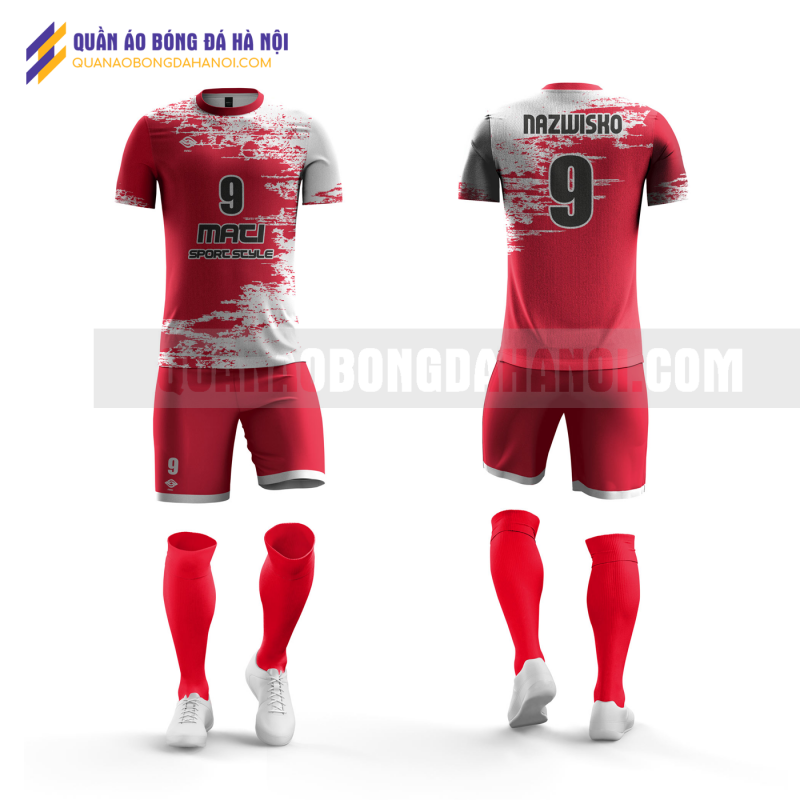 Quần áo bóng đá thiết kế màu trắng đỏ tại huyện thanh trì QABD29