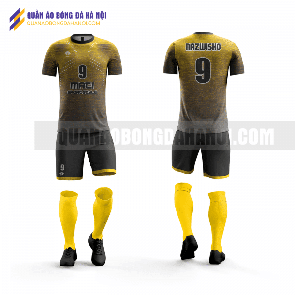 Quần áo bóng đá thiết kế màu vàng đen tại huyện mỹ đức QABD22
