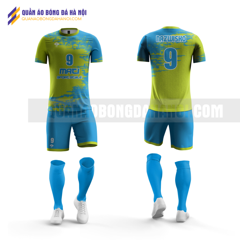 Quần áo bóng đá thiết kế màu vàng xanh tại huyện thanh trì QABD29