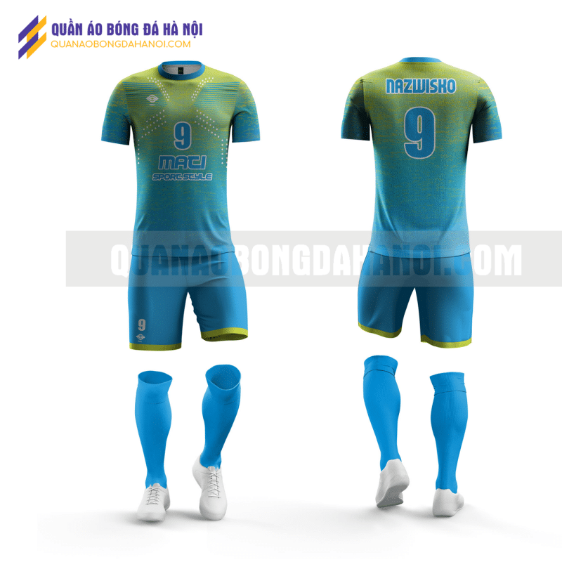 Quần áo bóng đá thiết kế màu xanh biển tại huyện mỹ đức QABD22