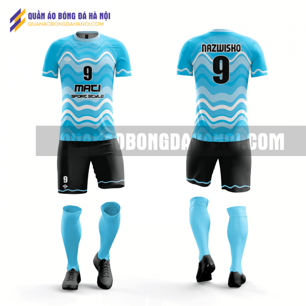 Quần áo bóng đá thiết kế màu xanh đẹp tại quận cầu giấy QABD4