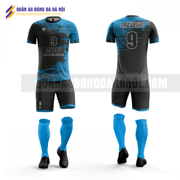 Quần áo bóng đá thiết kế màu xanh dương đen tại huyện thanh trì QABD29