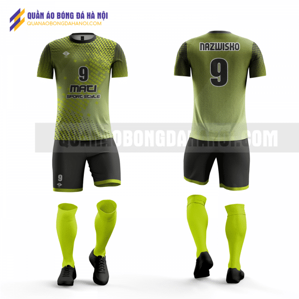 Quần áo bóng đá thiết kế màu xanh lá đen tại huyện sóc sơn QABD26