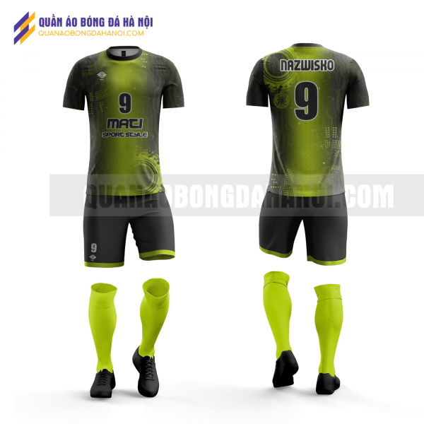 Quần áo bóng đá thiết kế màu xanh lá đen tại huyện ứng hòa QABD31