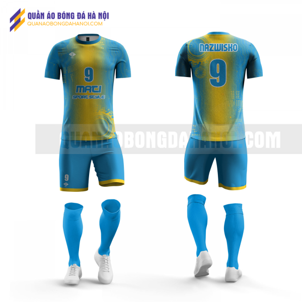 Quần áo bóng đá thiết kế màu xanh tại huyện ứng hòa QABD31