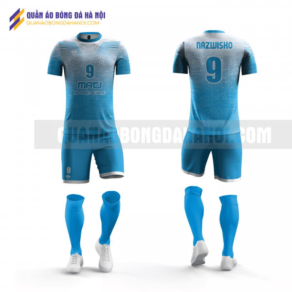 Quần áo bóng đá thiết kế màu xanh trắng tại huyện mỹ đức QABD22