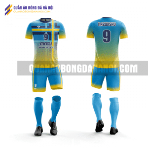 Quần áo bóng đá thiết kế màu xanh vàng đẹp tại quận nam từ liêm QABD11